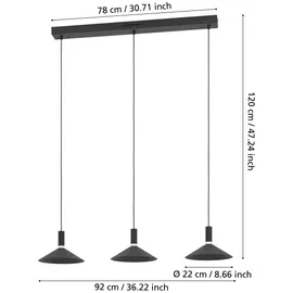 EGLO CONOMAVILLA-Z 3-flg. 22 cm schwarz