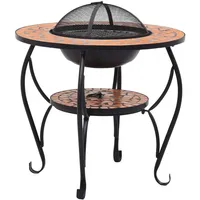 vidaXL Feuerschale Mosaik Feuerstelle Grill Gartenfeuer Feuerkorb Terrassenofen Grillfeuer Garten Terrasse Balkon Terrakotta 68cm Keramik