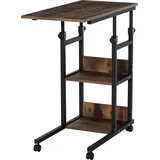 Homcom Couchtisch mit Rollen höhenverstellbar Beistelltisch mit 2 Regalen, Metall, Schwarz 80x40x72-82 cm für Wohnzimmer, - Büro Aosom.de