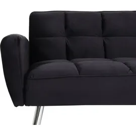 Mendler Sofa HWC-K19, Couch Schlafsofa Gästebett Bettsofa Klappsofa, Nosagfederung Schlaffunktion 203cm - Samt schwarz