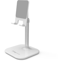DigiPower höhenverstellbarer Handy Ständer, Tablet Ständer, Tablet und Smartphone Halterung für Modelle mit bis zu 25cm Diagonale weiß