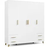 Rauch Kleiderschrank, Garderobe Wäscheschrank Shinjo weiß 187x203x53cm