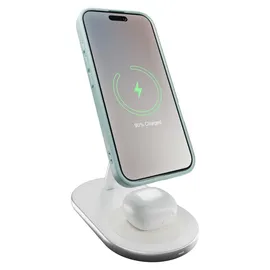 PURO 2in1 Mag Station Kabellose Ladestation für Handy und Kopfhörer - Weiß