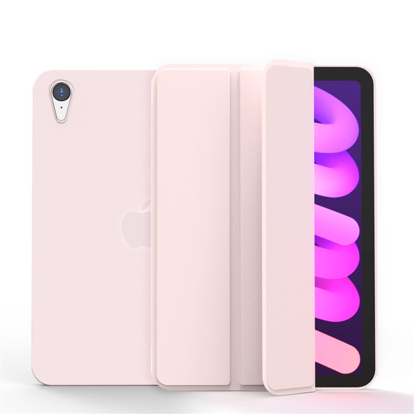 HAODEE Magnetische Hülle für iPad Mini 6 2021, Triufold Stand Smart Cover für iPad Mini 6 Fall A2567 A2568 A2569 (Color : Pink)