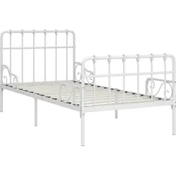 vidaXL Bettgestell mit Lattenrost Weiß Metall 90×200 cm