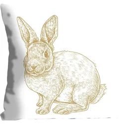 Dekokissen QUEENCE "Thorge", gold (goldfarben, bedruckt), B:40cm L:40cm, Polyester, Dekokissen_Sitzkissen_Kissenhüllen, mit einem flauschigen Hasen