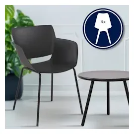 CLP Sitzgruppe Berena schwarz/4 Stühle