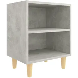 vidaXL Nachttisch mit Massivholz-Beinen Betongrau 40x30x50 cm
