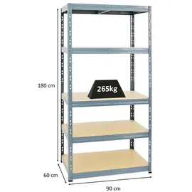 Proregal Schwerlastregal Metall 180x90x60 cm Grau