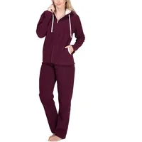 SLOUCHER Fleece-Anzug Hausanzug aus wärmenden Fleece für Damen, Farbe:Bordeaux, Größe:60-62 - 4XL