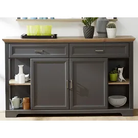 Innostyle Hom`in Kommode , Eiche Artisan , Metall , 4 Fächer , 2 Schubladen , 171x102x48 cm , Wohnzimmer, Wohnwände, Wohnwand- Serien