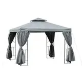 Outsunny Pavillon dunkelgrau Metall B/H/L: ca. 295x270x295 cm - dunkelgrau
