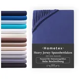 Hometex Premium Textiles Spannbettlaken Jersey 90-100 x 200 cm blau
