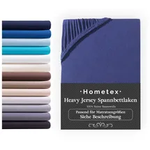 Hometex Premium Textiles Spannbettlaken Jersey 90-100 x 200 cm blau