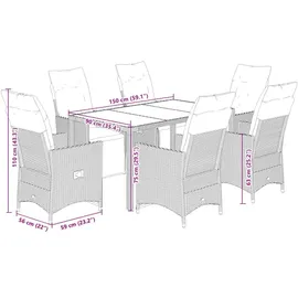 vidaXL Garten-Bistro-Set 7-tlg. Beige