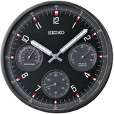 Seiko QXA823K Wanduhr Thermometer Hygrometer Anthrazit/Schwarz