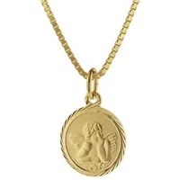 trendor 75214 Kinder Schutzengel Anhänger Gold 585 mit goldplattierter Kette, 42 cm