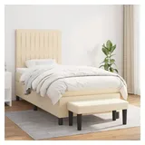 vidaXL Boxspringbett mit Matratze Creme 100x200 cm Stoff - Beige