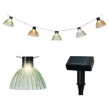 Lumineo LED Solar Lichterkette Lampenschirme gerillt 4,5m - Solarlichterkette Solarkette Gartenbeleuchtung Partylichterkette Außen Garten Balkon Warmweiß