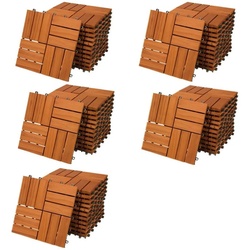 Casaria Holzfliesen 55x Akazie Mosaik, Terrassenfliesen 1-6m2 Balkon Garten Klicksystem Verschiedene Muster braun