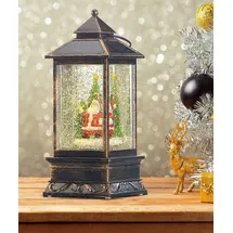 Infactory Deko-LED-Laterne mit Schneewirbel