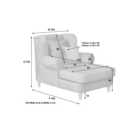 Max Winzer Ohrensessel Mareille Samt 103 x 103 x 0 cm Grau