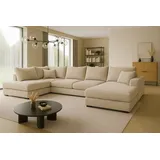 mebloland Ecksofa FABIO 328x182 cm mit Schlaffunktion, Bonellfederkern und Bettkasten, Farbe Cappuccino - Beige