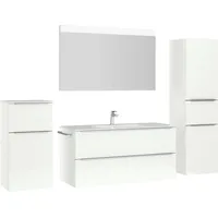 Nobilia nobilia® Badmöbel-Set Levere, (4-St., vormontiert, mit Soft-Close), Hochglanz,