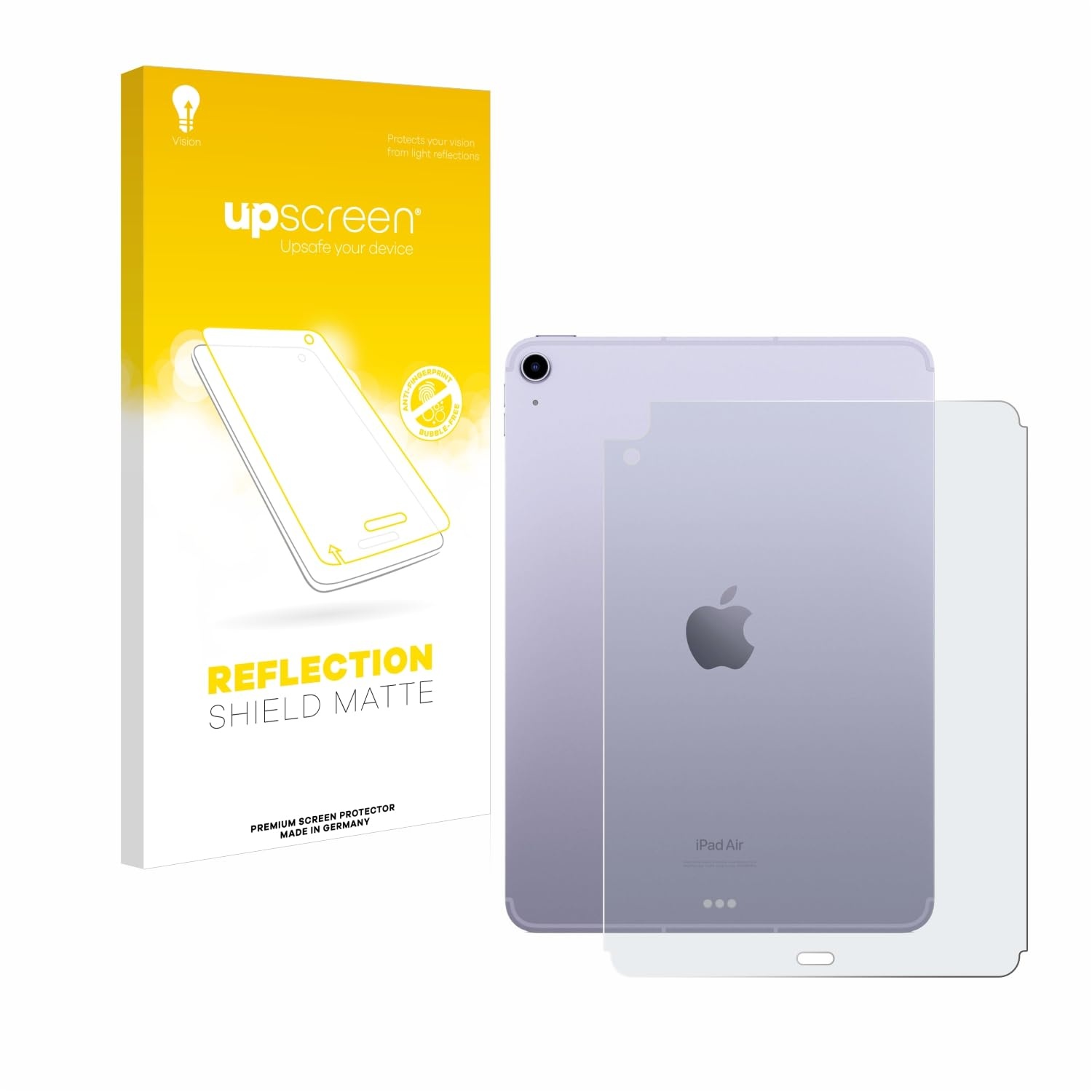 upscreen Entspiegelungs-Schutzfolie für Apple iPad Air 5 WiFi Cellular 2022 (Rückseite, 5. Gen.) Displayschutz-Folie Matt [Anti-Reflex,