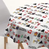 Belum | Tischdecke Weihnachten, Durchmesser 100, rund, 100% Baumwolle, harzbeschichtet, schmutzabweisend, Modell Noel 5
