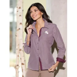 Trachtenbluse CLASSIC BASICS, Damen, Gr. 52, rot (bordeaux, kariert), 65% Baumwolle, 35% Polyester, Besatz:100% Polyester, gemustert, kariert, Langarm, Blusen