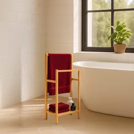 Relaxdays Handtuchständer 2 Stangen Ablage Hellbraun