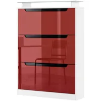 Vladon Schuhschrank, Bordeaux, Holzwerkstoff, 89x128x23 cm, Garderobe, Schuhaufbewahrung, Schuhkipper