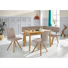 Home Affaire Eckbank HOME AFFAIRE "Rio", grau (taupe), B:210cm H:89cm T:140cm, Sitzbänke, Eckbank, Massivholz in Eiche geölt, Esszimmerbank bequem gepolstert