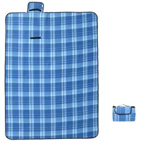 VidaXL Picknickdecke Faltbar Blau Kariert 200x150 cm Samt