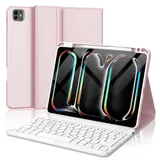 FOGARI iPad Pro 11 Tastatur 2024 | iPad Pro 11 (M4) Hülle mit Tastatur - QWERTZ Deutsches Tastatur Magnetische Kabelloser Bluetooth Abnehmbar für iPad Pro 11 A2836/A2837/A3006, Roségold