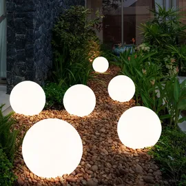 ETC Shop Solarleuchte Kugel Garten LED Gartendeko Solarkugel für Außen 20 cm Kugelleuchte Solar, Leuchtdauer ca. 6-8 Stunden, H 62 cm, 3er Set