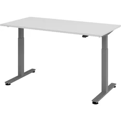 bümö elektrisch höhenverstellbarer Schreibtisch grau 160x80 cm, Gestell: Graphit - Büroschreibtisch höhenverstellbar elektrisch, elektrischer