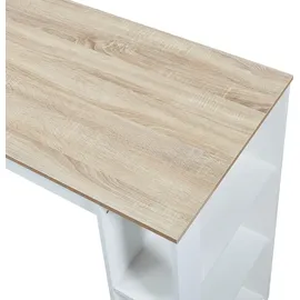 [en.casa] Bartisch Danderyd 120 x 60 x 106 cm mit 3 Ablagefächern Weiß/Eicheoptik