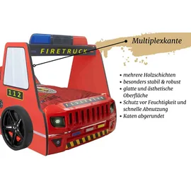 Aileenstore Spielbett Rio 90 x 200 cm Holz rot hochglänzend