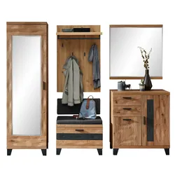 Wohn-Concept Persiko Garderoben-Kombination Wildeiche Massivholz/Metall - Anthrazit