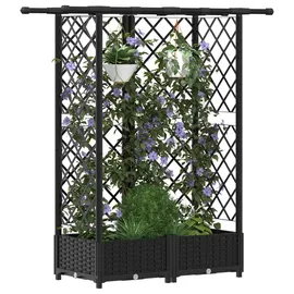vidaXL Hochbeet mit Rankgitter und Dach 124 x 40 x 123 cm Schwarz