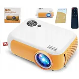 TRAGBARER PROJEKTOR MINI LED FULL HD PROJEKTOR USB Heimkino 1800lm 2000: 1 100 "Zoll Zenwire A10 - Weiß/Gelb