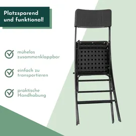 Lemodo Barhocker mit Lehne, klappbare Barstühle als 2er Set, Küchenhocker Sitzfläche in Rattanoptik schwarz,