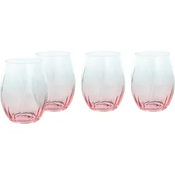 Longdrinkglas CREATABLE "Swirly Spring, Longdrinkgläser-Set, 4-tlg.", bunt, H:10,5cm Ø:7,5cm, Glas, Trinkgefäße, Rillen Relief, Modern, Sommerlich, Leicht