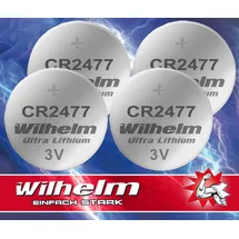 Wilhelm 4 x CR2477 CR 2477 WILHELM Lithium Knopfzelle 3V 1070 mAh ø24 x 7,7 mm Batterie DL2477