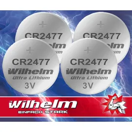 Wilhelm 4 x CR2477 CR 2477 WILHELM Lithium Knopfzelle 3V 1070 mAh ø24 x 7,7 mm Batterie DL2477