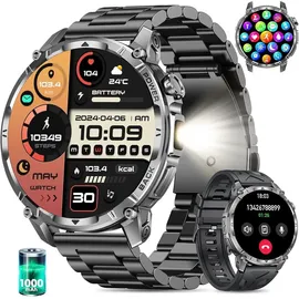 miecgth Smartwatch Herren mit Telefonfunktion 1.7'' Touchscreen Uhr Beleuchtung 100 Tage Standby 120+ Sportmodi Herzfrequenz SpO2 Schlafmonitor IP68 Wasserdicht Fitness Tracker Android iOS