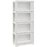 4-stöckige Sammlervitrine Mit Kippsicheren Scharniertüren, Vitrine Für Arbeits- Oder Schlafzimmer, 59 X 30 X 139 Cm, Weiß