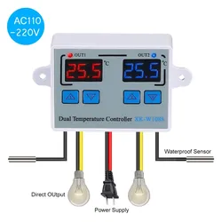 Dualer digitaler Thermostat-Temperaturregler, Thermoregler mit zwei Relaisausgängen für Inkubatoren AC110-220V